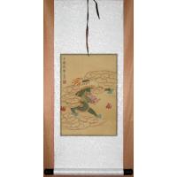Green Dragon Art Scroll Chinese Silk Painting